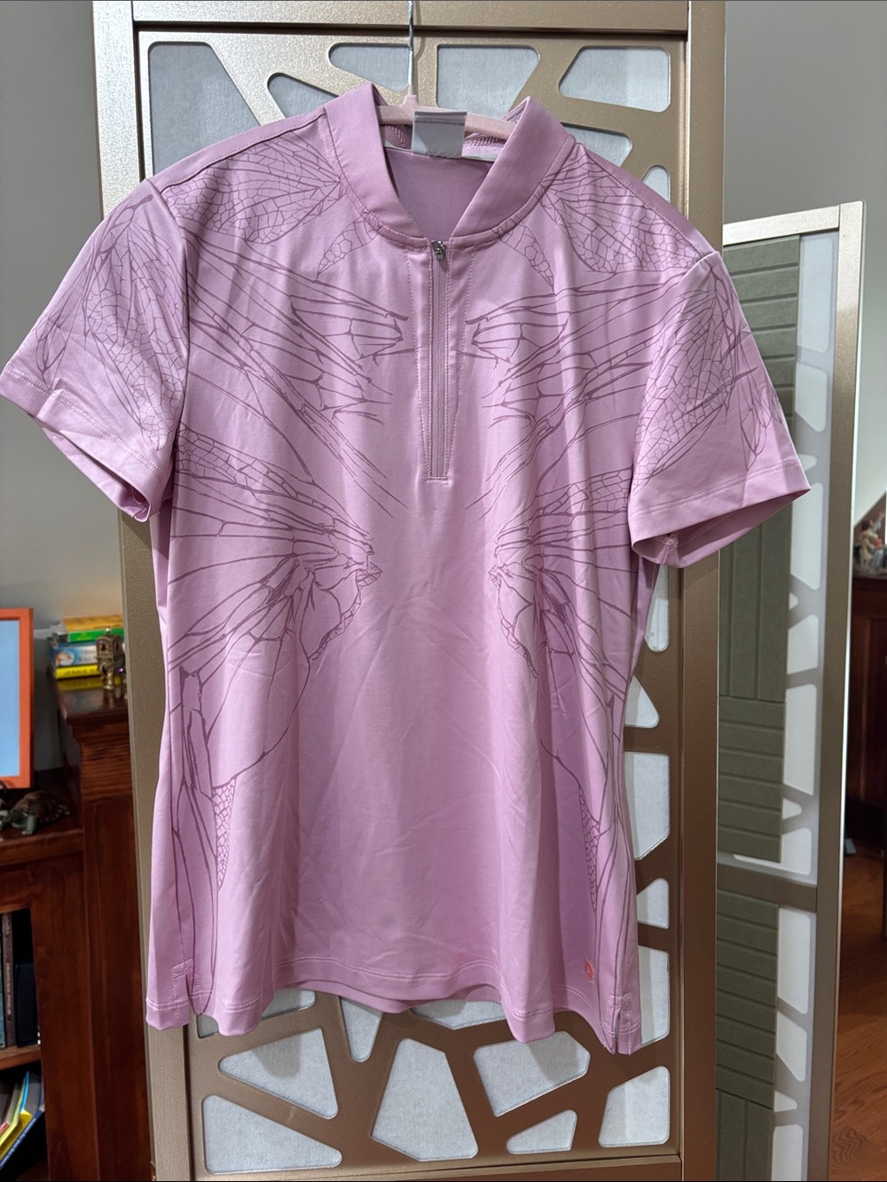 Women's Lavender Short-Sleeve Zip-Front Jersey Top